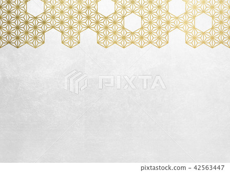 大麻葉箔金白色圖像（背景材料） 42563447