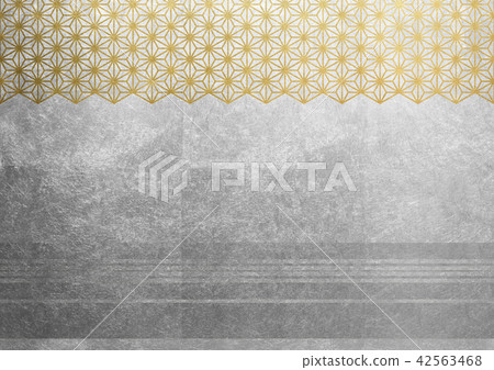 Hemp leaf line foil gold silver image (background material) 42563468