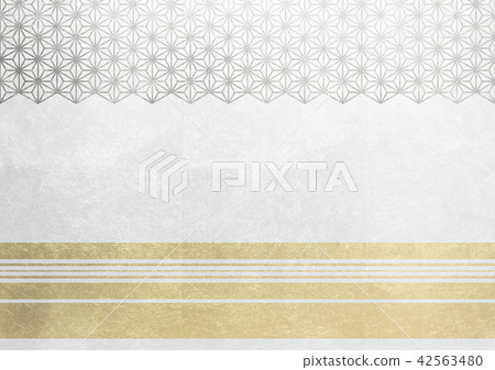 Hemp leaf line foil gold silver white image (background material) 42563480