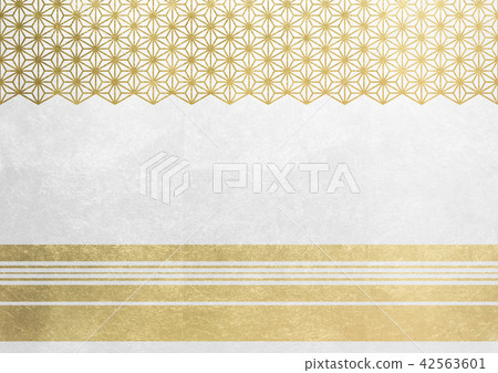 Hemp leaf line foil gold white image (background material) Hemp leaf line foil gold white image (background material) 42563601