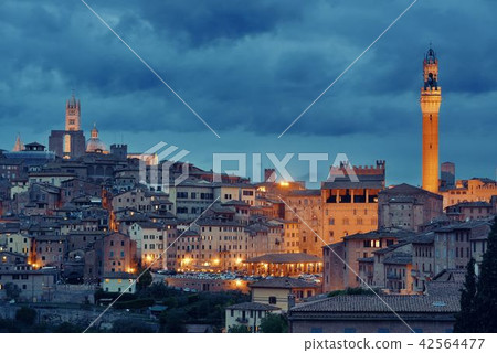 Siena evening with bell tower Siena evening with bell tower 42564477