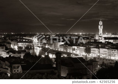 Florence skyline night black and white Florence skyline night black and white 42565256