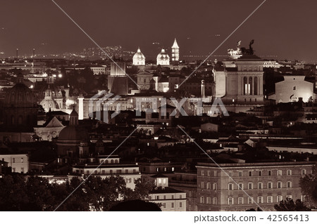 Rome night view black and white 42565413