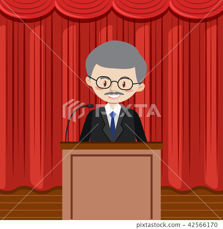 Man giving a speech on a stage - Stock Illustration [42566170] - PIXTA