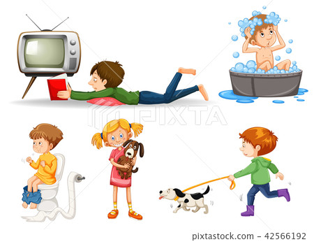 Set of various children doing activities 42566192