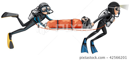 Two divers rescueing another person Two divers rescueing another person 42566201