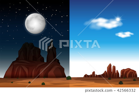 Desert day and night scene 42566332