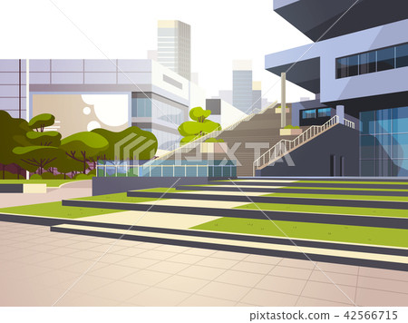 modern office building stairs exterior view over skyscraper buildings cityscape background modern office building stairs exterior view over skyscraper buildings cityscape background 42566715
