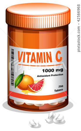 A bottle of vitamin C tablets 42566968