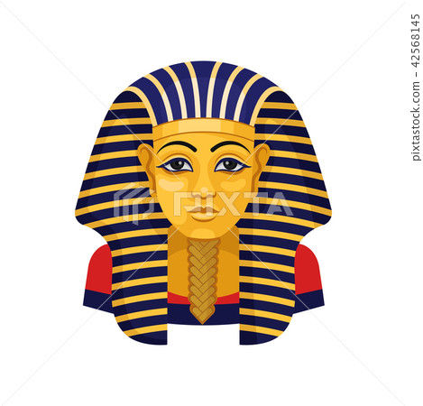Golden mask of Tutankhamun. Pharaoh of ancient Egypt. Flat vector for advertising poster or flyer of 42568145