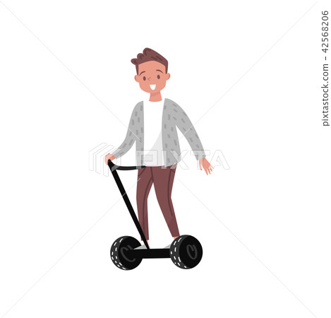 Man riding segway, eco friendly alternative transportation vehicle vector Illustration on a white Man riding segway, eco friendly alternative transportation vehicle vector Illustration on a white 42568206