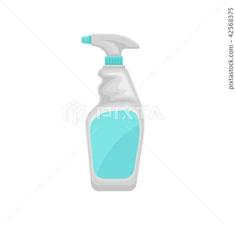 Bottle of detergent with spray nozzle, household cleaning chemical product container vector Bottle of detergent with spray nozzle, household cleaning chemical product container vector 42568375