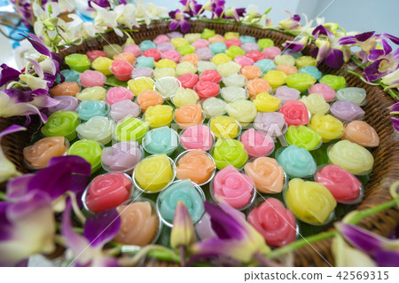 Thai hommade dessert sweet layered cake colorful 42569315
