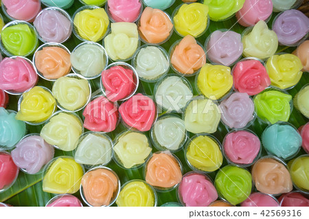 Thai hommade dessert sweet layered cake  colorful 42569316