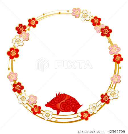 New Year's material - frame (plum, boar silhouette) texture New Year's material - frame (plum, boar silhouette) texture 42569709