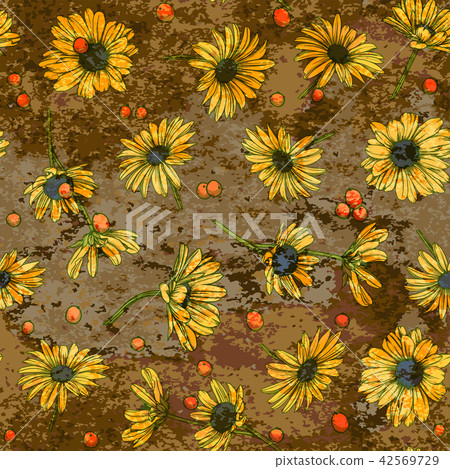 Retro seamless pattern chamomile Retro seamless pattern chamomile 42569729