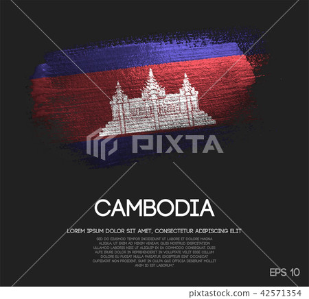 Cambodia Flag Made of Glitter Sparkle Brush Paint 42571354