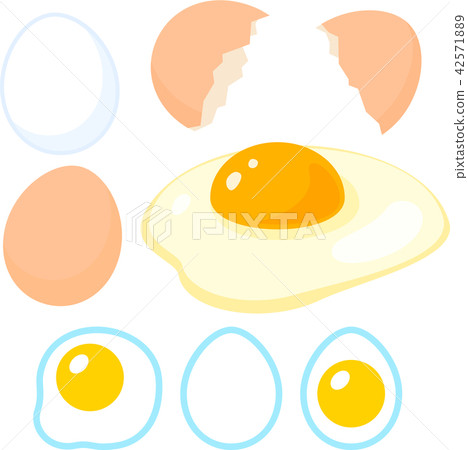 Icon and egg icon with cracked shell Icon and egg icon with cracked shell 42571889