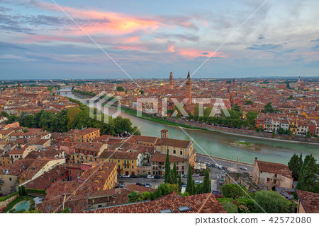Panoramic aerial view of Verona, Italy Panoramic aerial view of Verona, Italy 42572080