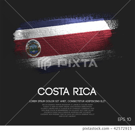 Costa Rica Flag Made of Glitter Brush Paint 42572915