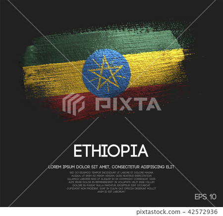 Ethiopia Flag Made of Glitter Sparkle Brush Paint 42572936