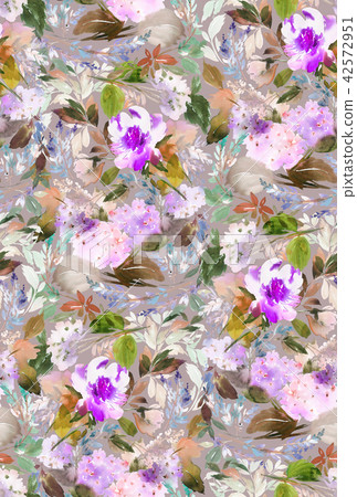 Seamless summer pattern with watercolor flowers  42572951
