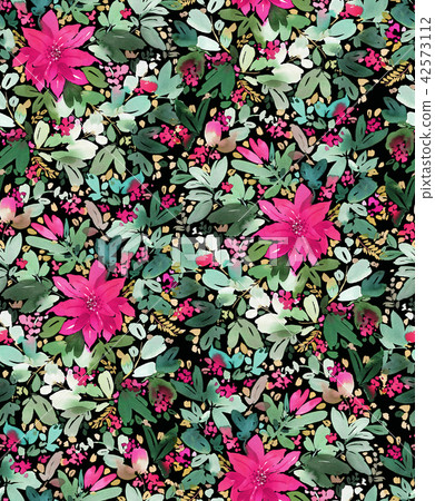 Seamless watercolor Christmas pattern - Stock Illustration [42573112 ...