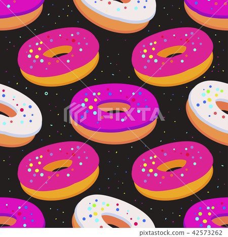 Sweet seamless pattern with glazed donuts - Stock Illustration ...