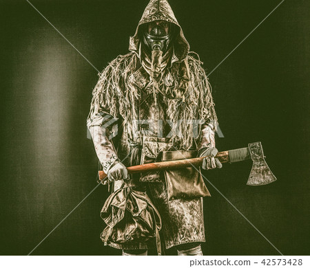 Nuclear post-apocalypse creature brandishing ax 42573428