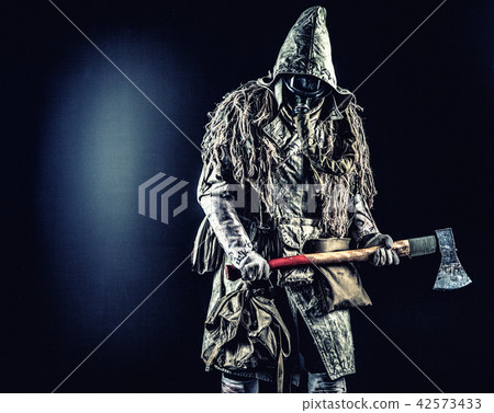 Nuclear post-apocalypse creature brandishing ax 42573433