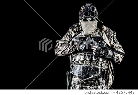Post apocalyptic survivor with handmade pistol 42573442