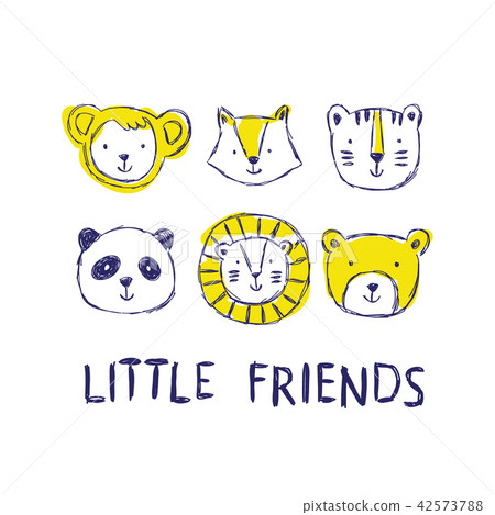 Childish set of illustrations with cute animals Childish set of illustrations with cute animals 42573788