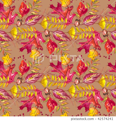 Seamless pattern with acorns and autumn oak... - Stock Illustration ...