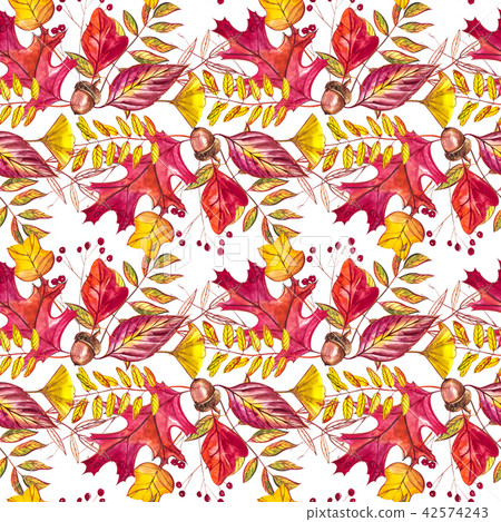 Seamless pattern with acorns and autumn oak... - Stock Illustration ...