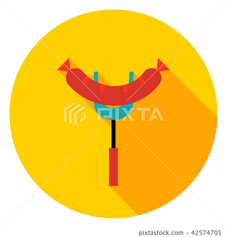 Sausage Grill Spatula Circle Icon 42574705