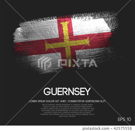 Guernsey Flag Made of Glitter Sparkle Brush Paint 42575558