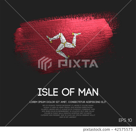 Isle of Man Flag Made of Glitter Brush Paint Isle of Man Flag Made of Glitter Brush Paint 42575573
