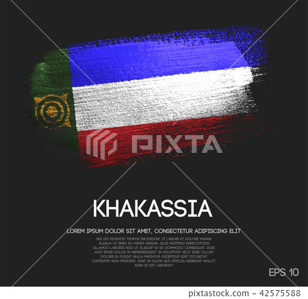 Khakassia Flag Made of Glitter Sparkle Brush Paint Khakassia Flag Made of Glitter Sparkle Brush Paint 42575588