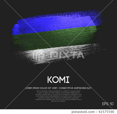 Komi Republic Flag Made of Glitter Brush Paint 42575590