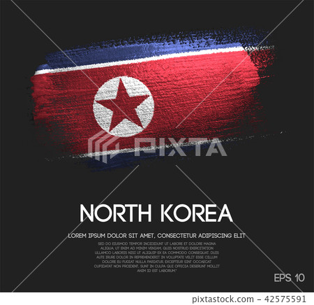 North Korea Flag Made of Glitter Brush Paint 42575591