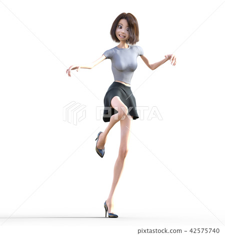 畸形人物年輕女士perming3DCG插圖素材 畸形人物年輕女士perming3DCG插圖素材 42575740