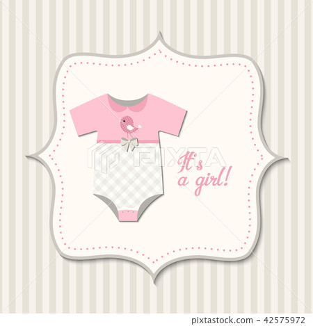 It's a girl, baby shower, illustration 42575972