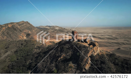 Aerial picture of ancient fortification is on the border of Georgia and Azerbaijan. Beautiful view Aerial picture of ancient fortification is on the border of Georgia and Azerbaijan. Beautiful view 42576172