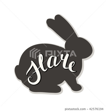 Silhouette of a hare on a white background. 42576194
