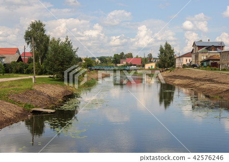 Koloksha river in Russian town Yuriev-Polsky Koloksha river in Russian town Yuriev-Polsky 42576246