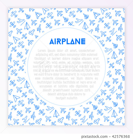 Airplane concept with thin line icons Airplane concept with thin line icons 42576368