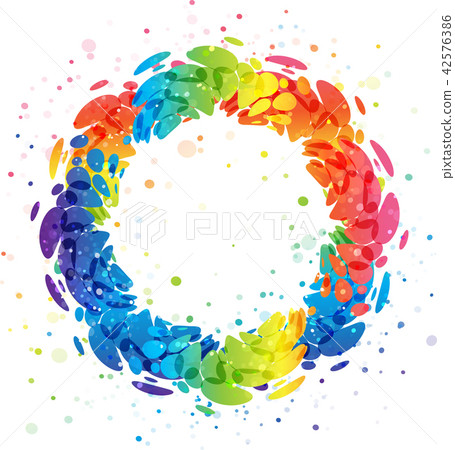 Splash rainbow circle on white background 42576386