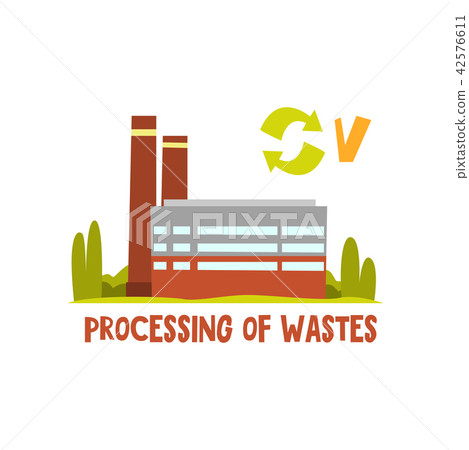 Processing of waste, trash recycling plant vector Illustration on a white background Processing of waste, trash recycling plant vector Illustration on a white background 42576611