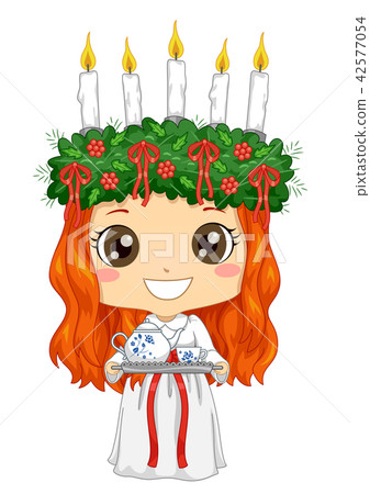 Kid Girl Sweden Saint Lucia Coffee Illustration Kid Girl Sweden Saint Lucia Coffee Illustration 42577054