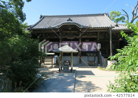 [Shikoku 88 Temples] No. 76 Shidoji Temple Main Hall of Nationally Designated Important Cultural Property and Summer Blue Sky Sanuki City, Kagawa Prefecture 42577814